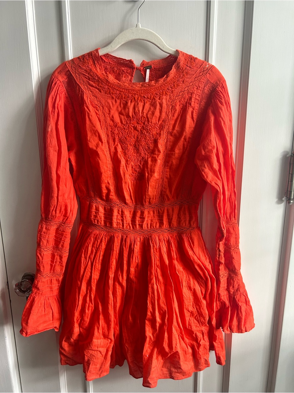 Free People Orange Lace Midi Dress Size 4